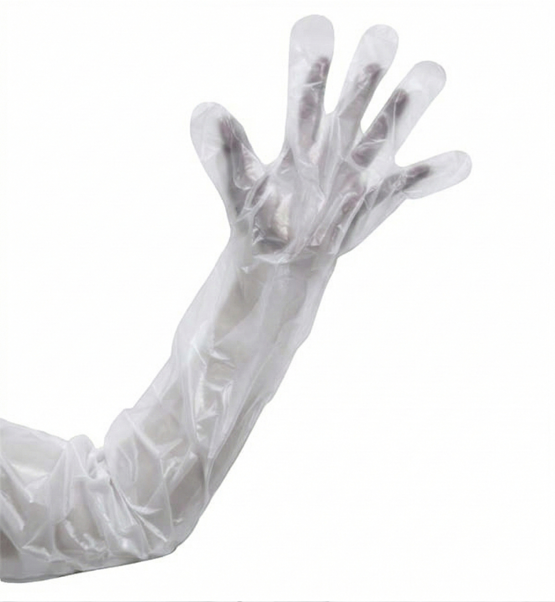 PE ARM-LENGTH GLOVES WHITE CREKPE201